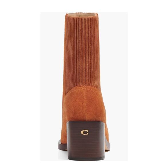 COACH Prestyn Ankle Booties Burnished Amber, Leather Suede, New, Size 9 - Picture 6 of 16